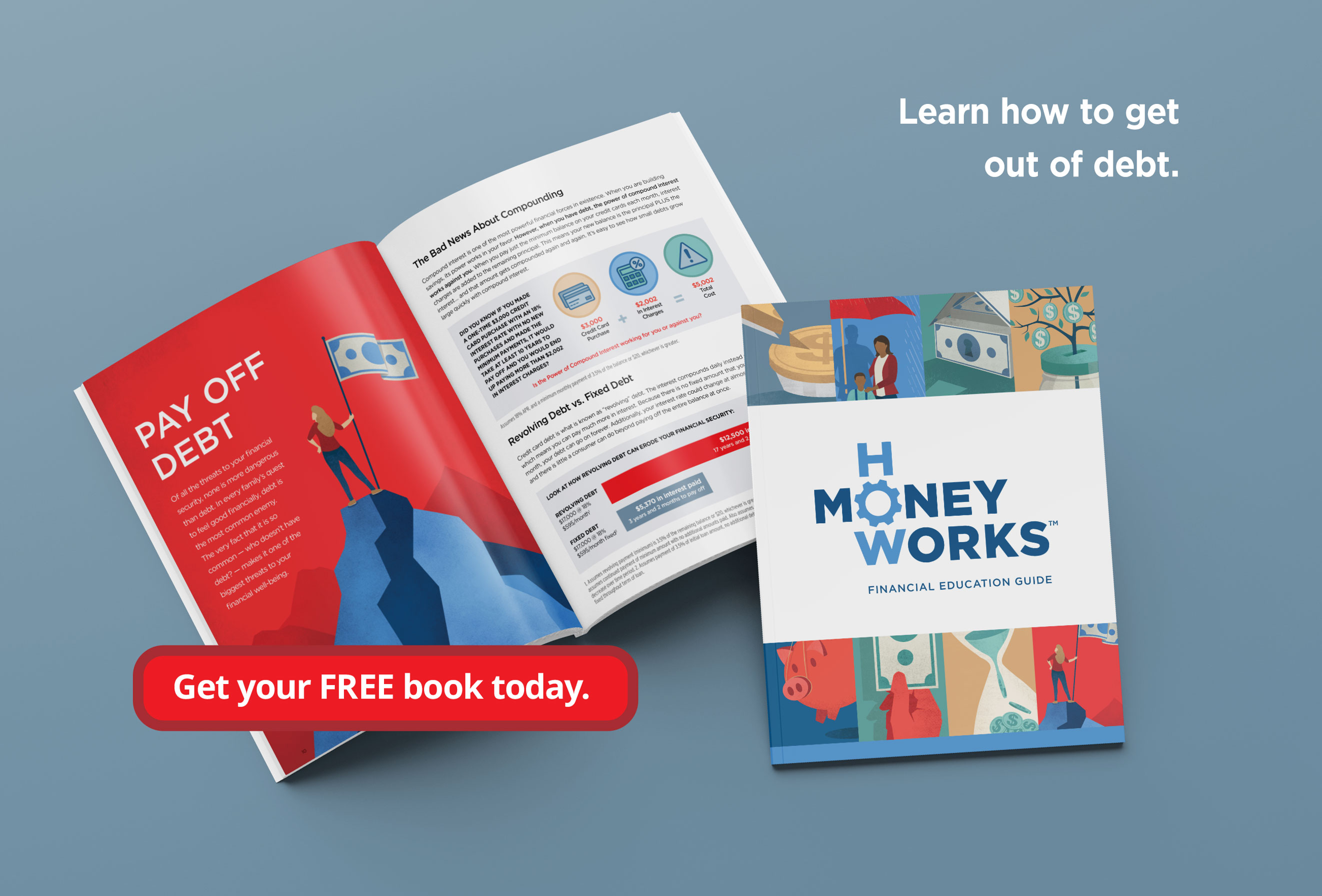 Beaten down by debt? Learn your way out with How Money Works&trade;. Get Your FREE copy today!